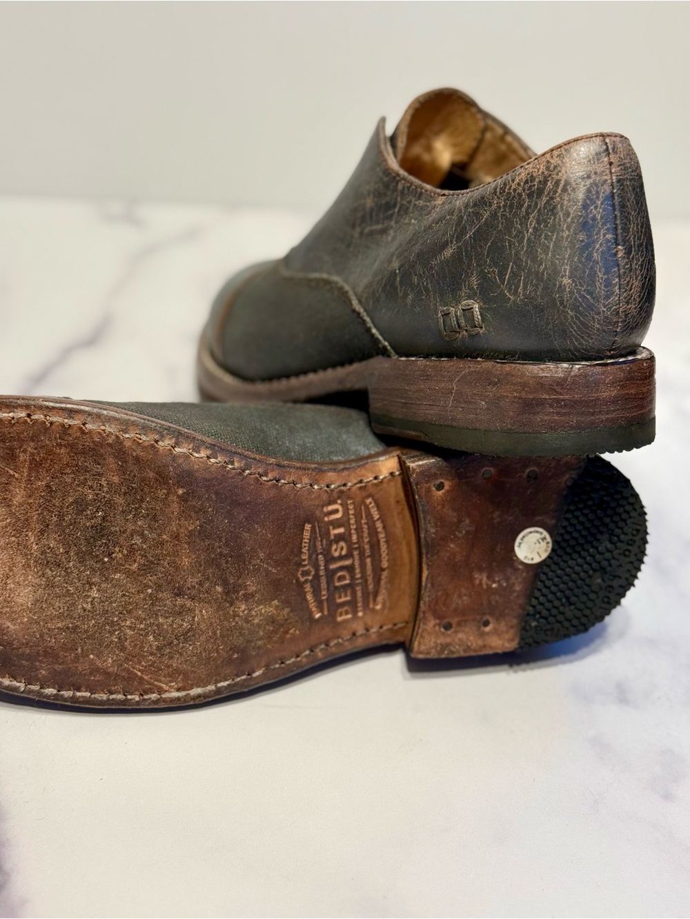 BED|STU Eden Distressed Gray Leather slip-on Loafers Cobbler Series (size 8.5) - Picture 3 of 16